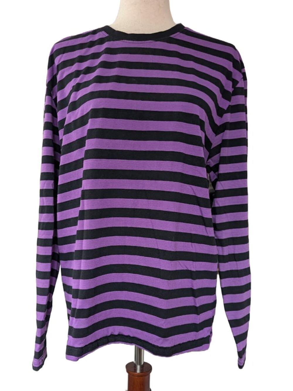 Hot Topic Purple and Black Striped Long Sleeve T-Shirt